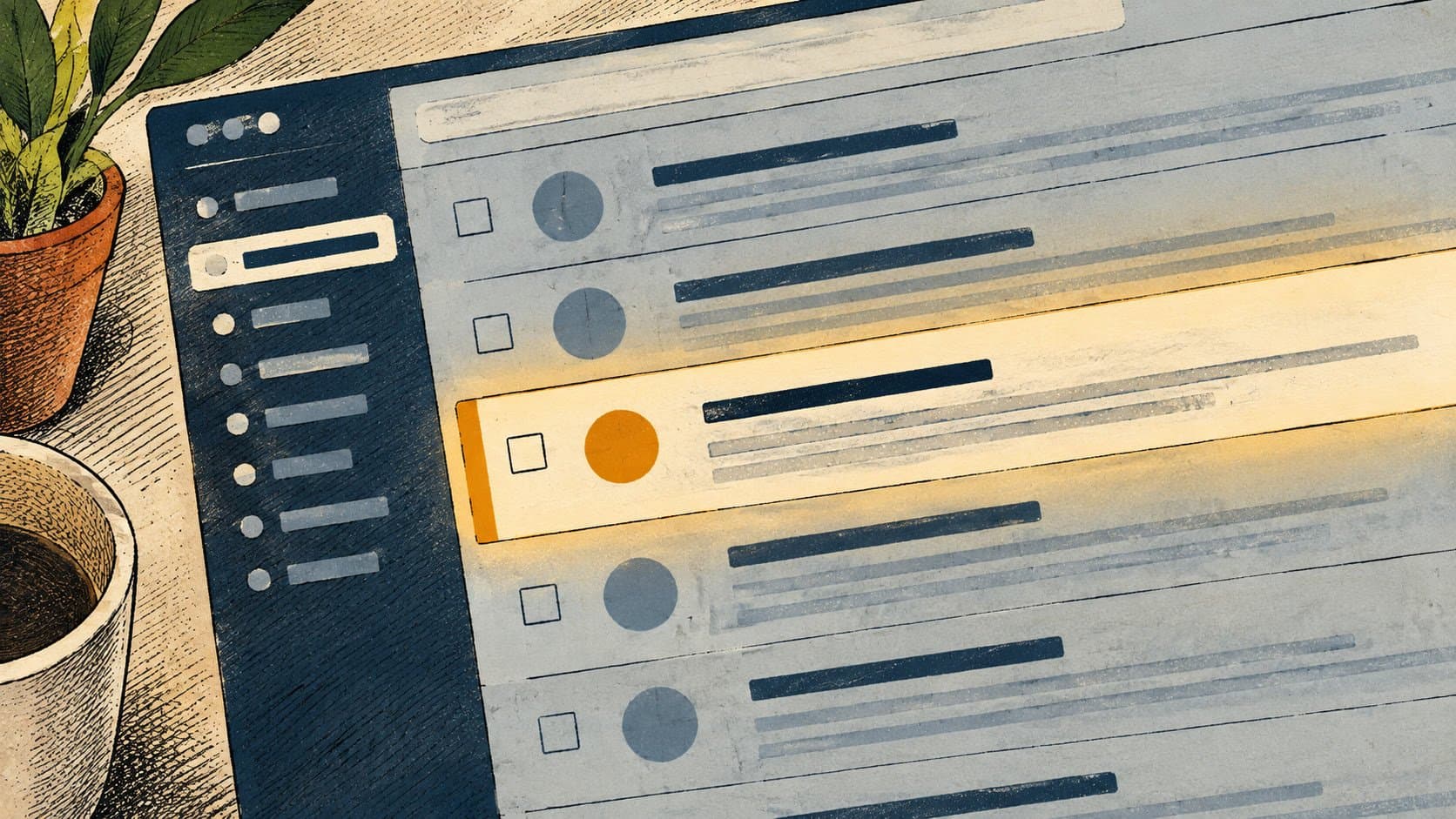 Illustration of an email inbox with one highlighted sponsored message among regular emails
