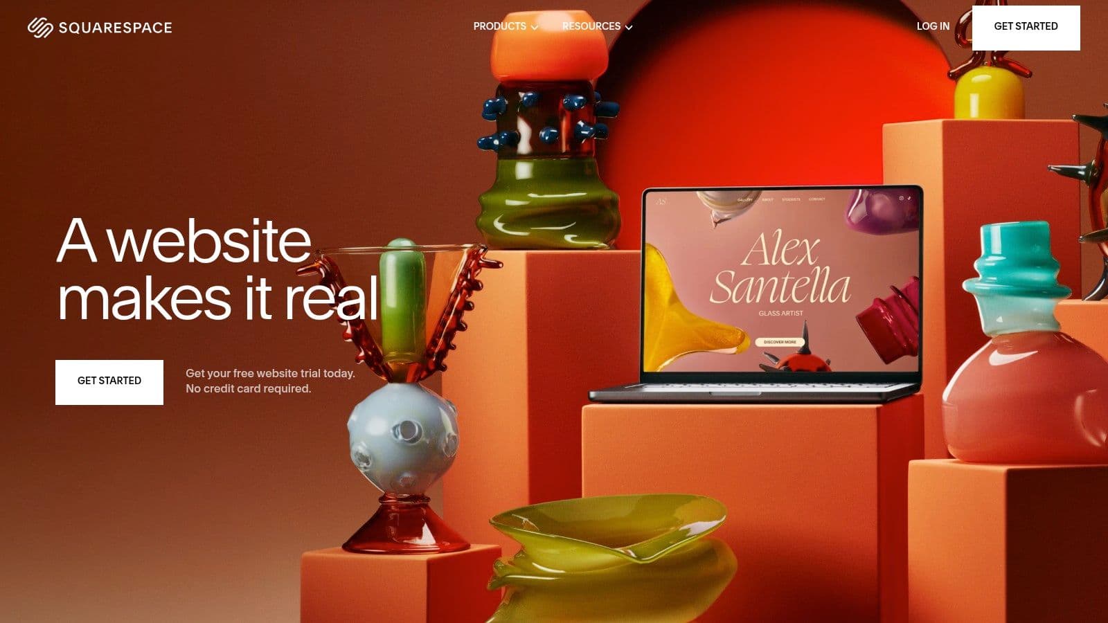Squarespace homepage, where you start a 14-day free trial of the all-in-one website builder